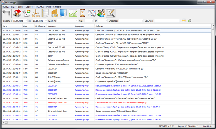  журнал событий